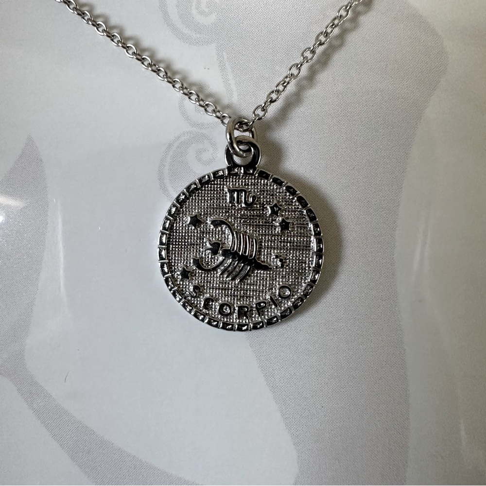 Sterling Silver Zodiac Pendant Necklace 16"-18" Astrology Necklace (Scorpio)